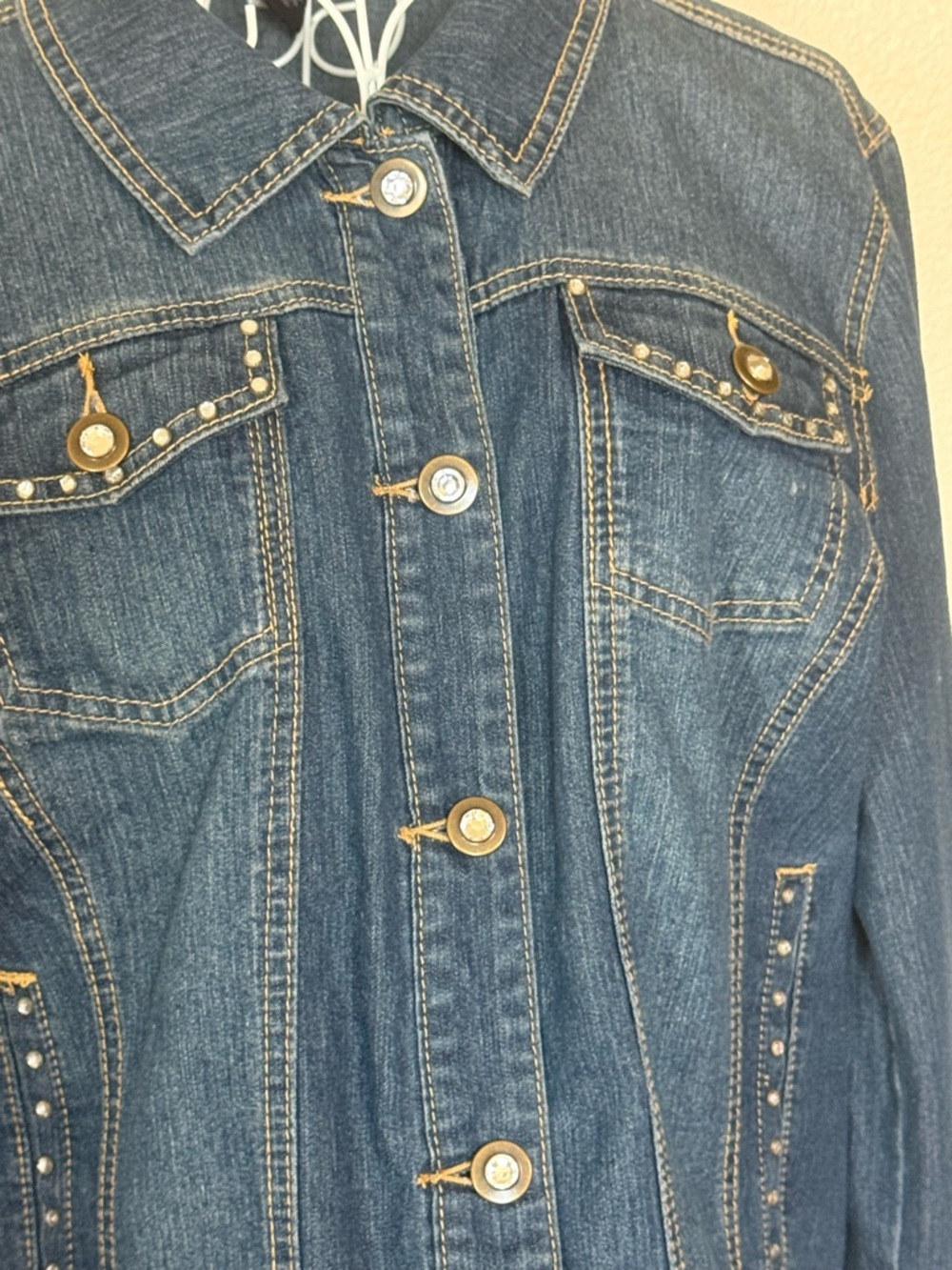 Baccini Dark Blue Denim Jacket with Stud Accents - Picture 5 of 9